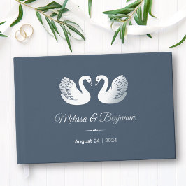 Livre D'or Cygnes à huile d'argent sur Mariage bleu