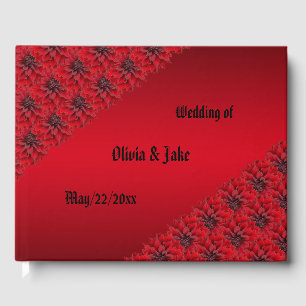 Livre D'or Dahlias rouge sang en mariage de style gothique