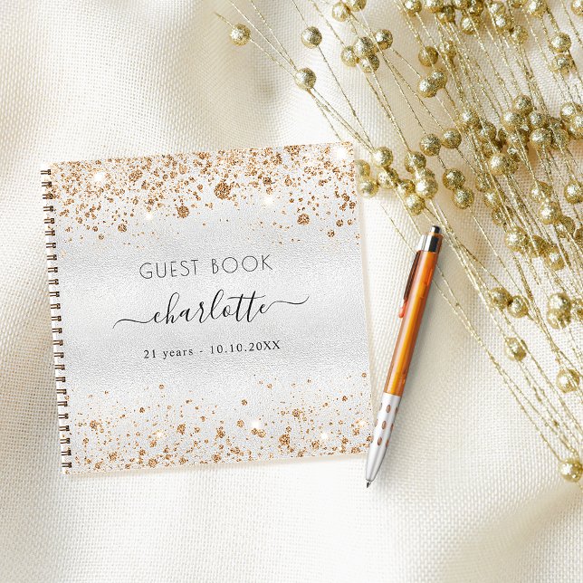 Livre d'or d'anniversaire argent parties scintilla (Créateur téléchargé)