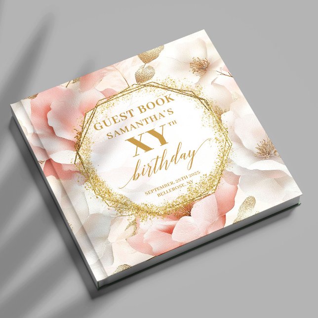 Livre d'or d'anniversaire glamour Blush Ivory (Glamorous Blush Ivory Gold Birthday Guest Book

)