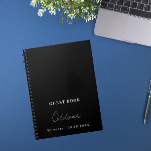 Livre d'or d'anniversaire noir blanc nom simple ga