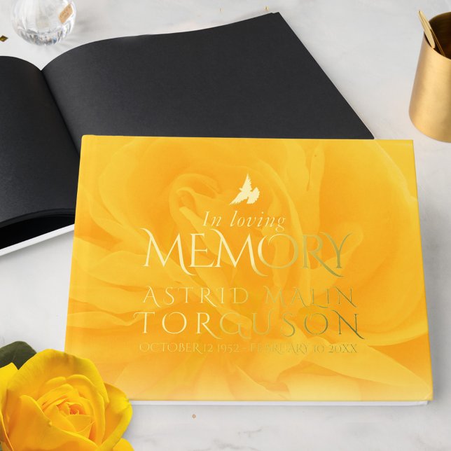 Livre D'or Dans la mémoire aimée feuille d'or rose jaune (Créateur téléchargé)
