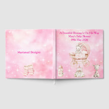 Livre d'or de baby shower à thème chinoiserie rose