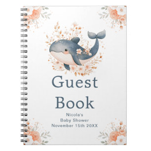 Livre d'or de baby shower Baleine Florale Mignonne