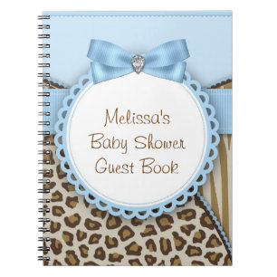 Livre d'or de baby shower bleu et marron Sweet Saf
