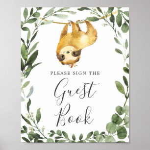Livre d'or de Baby Shower sur le thème du paresseu