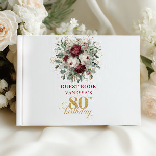 Livre d'or de fête pour 80 ans Glam Marsala Floral