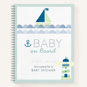 Livre d'or de fête prénatale Bleu Nautical Bébé à