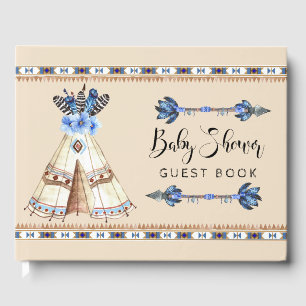 Livre d'or de fête prénatale Tribal Teepee Rustiqu