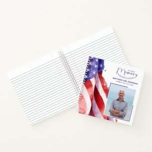 Livre d'or de funérailles avec drapeau américain e