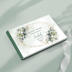 Livre d'or de la douche de mariée botanique vert p