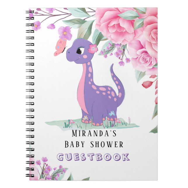 Livre d'or de la fille Dinosaure rose violet Baby  (Devant)