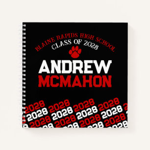 Livre d'or de la Graduation Black & Red Pawprint