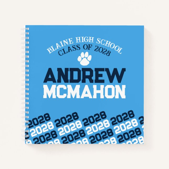 Livre d'or de la Graduation Light Blue & Navy Pawp (Devant)