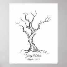 Livre d'or de l'arbre de croquis d'encre Mariage d
