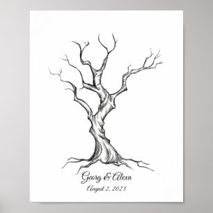 Livre d'or de l'arbre de croquis d'encre Mariage d