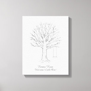Livre d'or de l'arbre d'empreinte de toile de baby