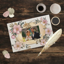 Livre d'or de mariage à cadre floral Renaissance