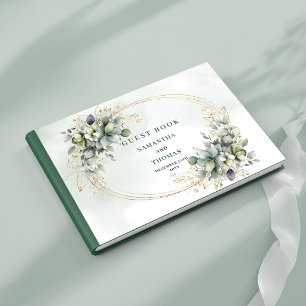 Livre d'or de mariage à l'aquarelle avec feuillage