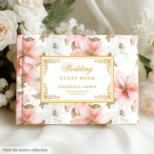 Livre d'or de mariage à l'aquarelle dans des tons