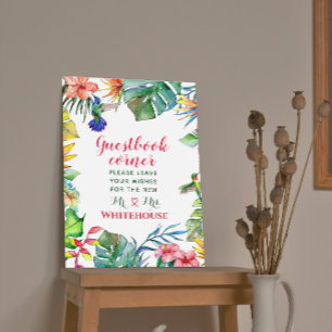 Livre d'or de mariage à l'aquarelle d'Hibiscus Tro