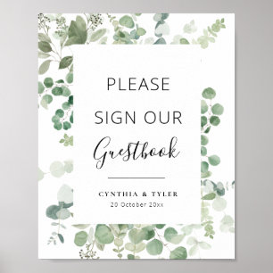 livre d'or de mariage à l'eucalyptus avec écriture