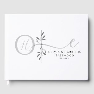 Livre d'or de mariage à monogramme botanique éléga