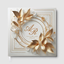 Livre d'or de mariage à monogramme doré élégant