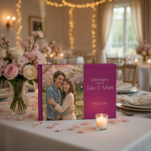 Livre d'or de mariage aux pétales roses romantique