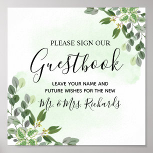 Livre d'or de mariage avec verdure d'eucalyptus et