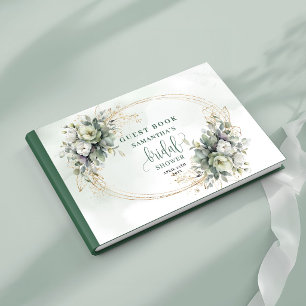 Livre d'or de mariage bohème aquarelle avec feuill