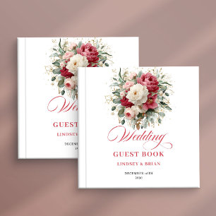 Livre d'or de mariage bohème personnalisé en or av