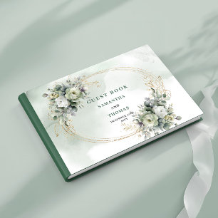 Livre d'or de mariage botanique or verdure aquarel