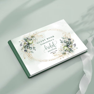 Livre d'or de mariage botanique vert blanc