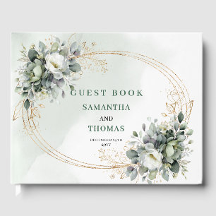 Livre d'or de mariage botanique vert poussiéreux à