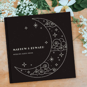 Livre d'or de mariage céleste Black Moon & Stars