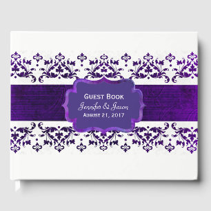 Livre d'or de Mariage damassé violet et blanc