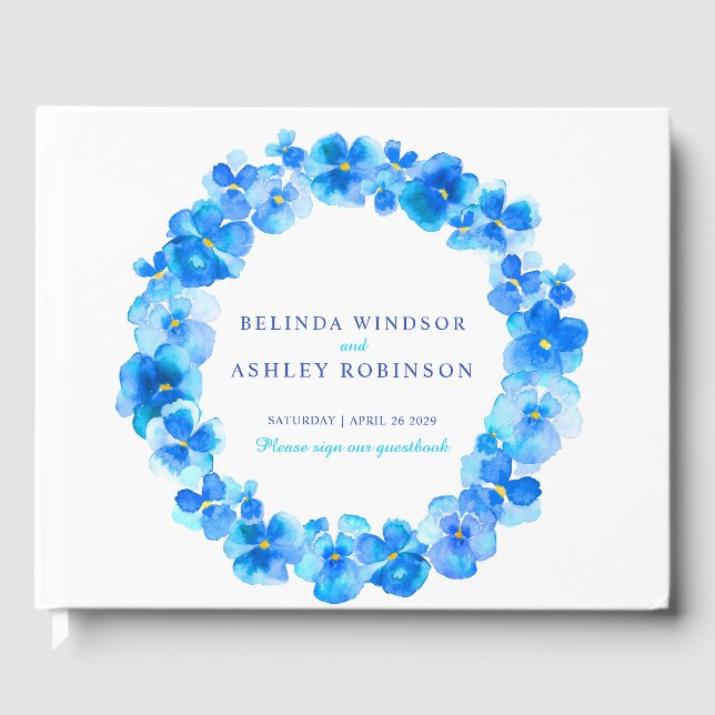 Livre d'or de mariage d'aquarelle de courge bleu (Recto)