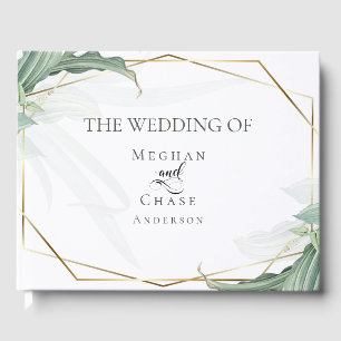 Livre d'or de mariage Feuilles tropicales élégan