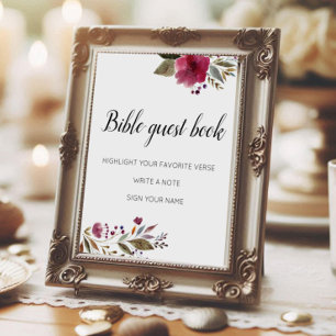 Livre d'or de mariage Fleurs Bordeaux Bible