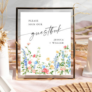 Livre d'or de mariage Fleurs sauvages rose pastel