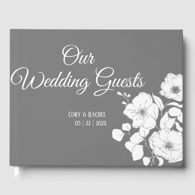 Livre d'or de Mariage Floral blanc (Recto)