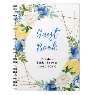 Livre d'or de mariage floral bleu et jaune