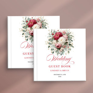 Livre d'or de mariage floral boho Burgundy Blush