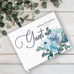 Livre d'or de mariage floral de roses bleues paste