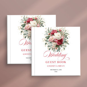 Livre d'or de mariage floral doré rustique Boho