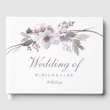 Livre d'or de mariage floral hivernal violet éléga