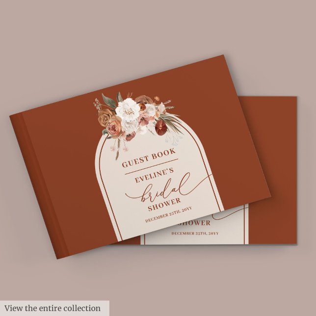 Livre d'or de mariage floral pampas cuivré bohème (Bohemian copper pampas floral bridal guest book

)