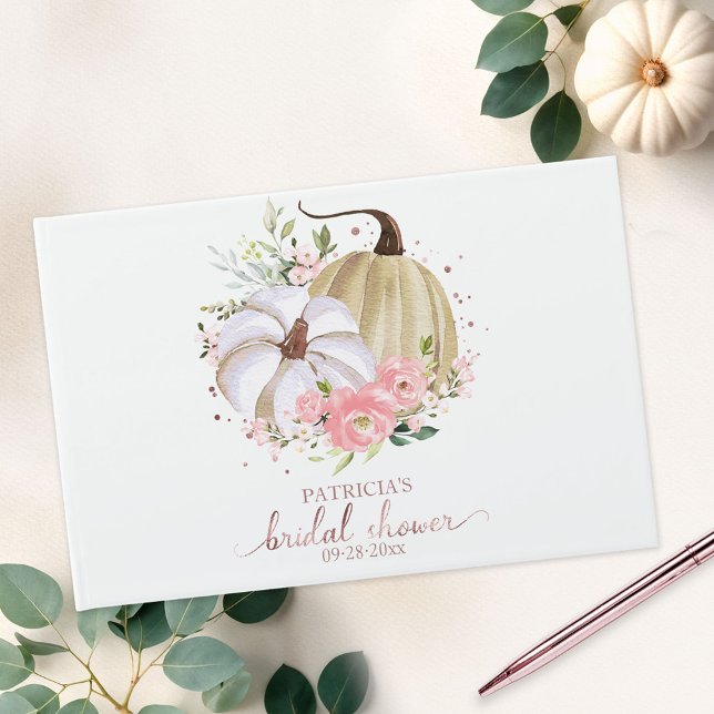 Livre d'or de mariage floral rose citrouille autom (Créateur téléchargé)