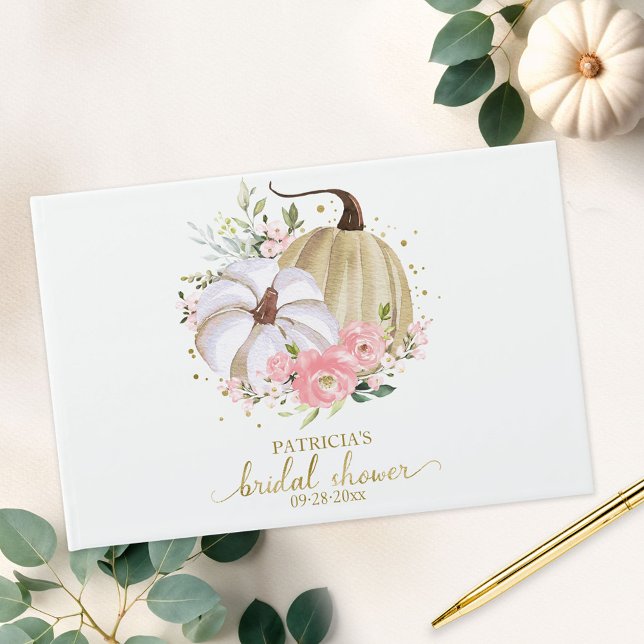 Livre d'or de mariage floral rose citrouille autom (Créateur téléchargé)